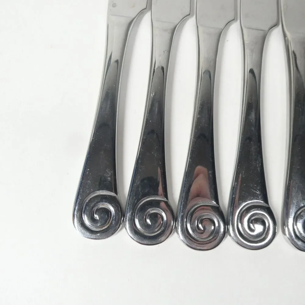 Robert Welch Ammonite 6 Knives Stainless Flatware Lot Helmick